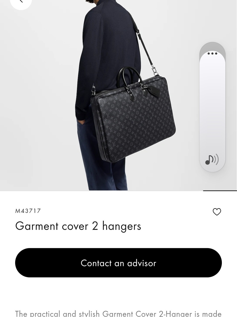 Louis Vuitton Monogram Eclipse Garment Cover - Black